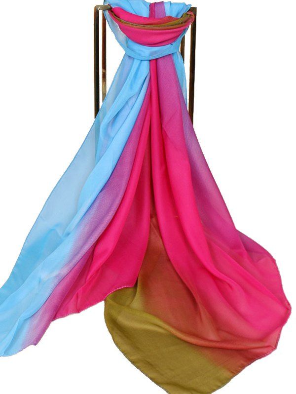 

Chiffon Beach Gradient Large Scarf, Rose red