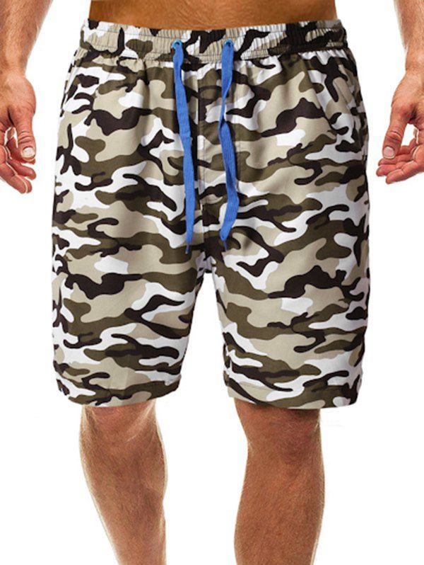 

Camouflage Print Casual Beach Shorts, Multi