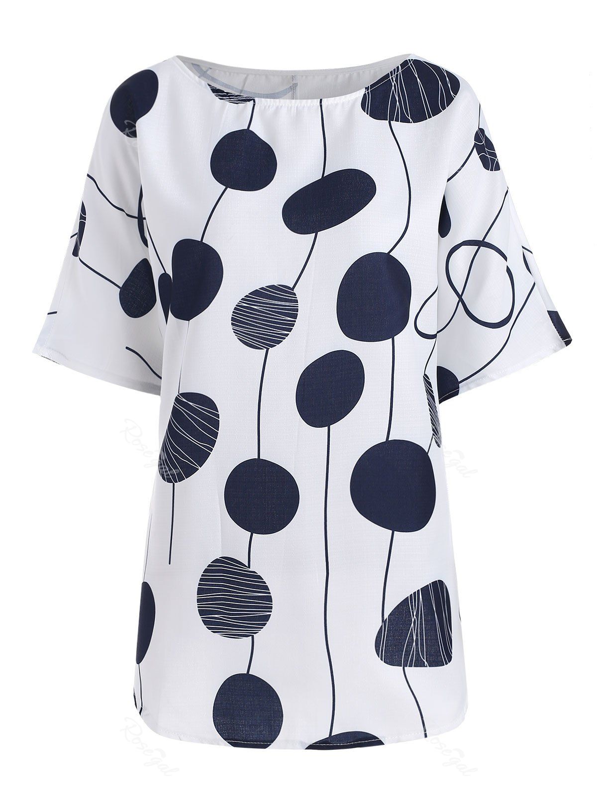 

Plus Size Printed Batwing Sleeve Top, White