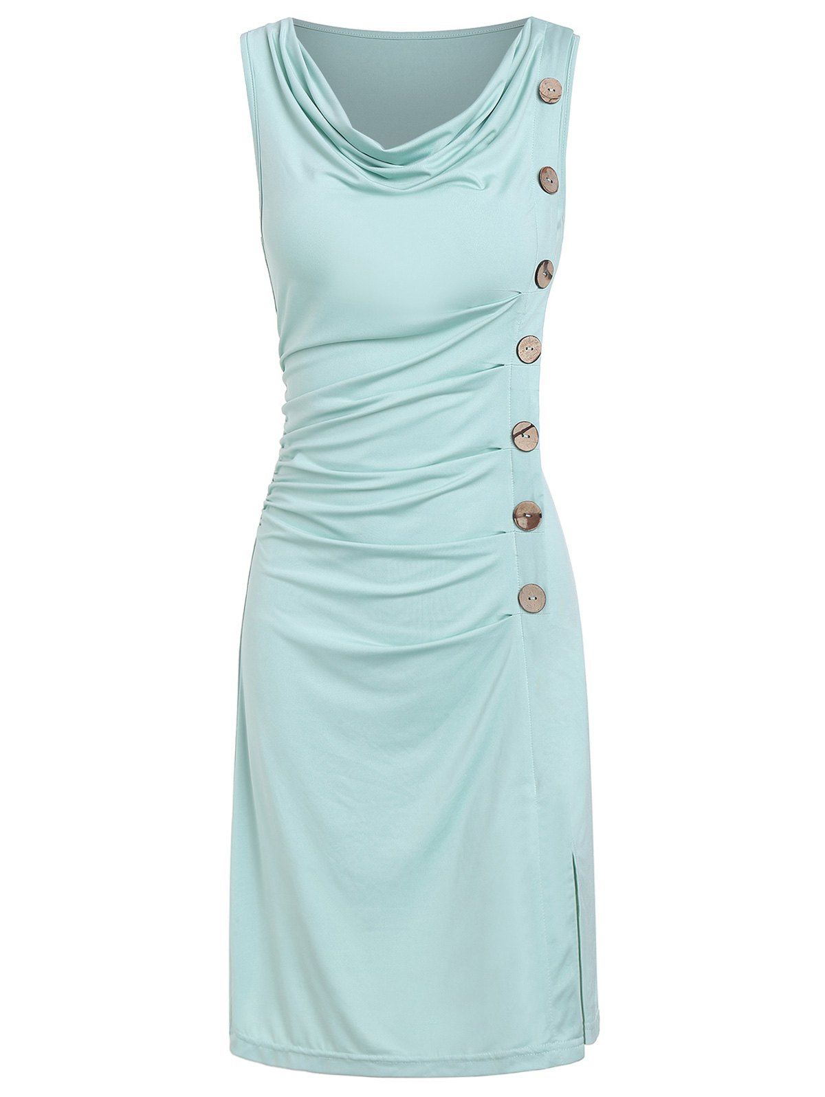 

Ruched Slit Dress, Pale blue lily