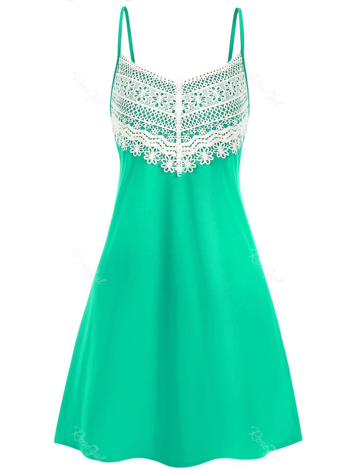 

Applique Panel Plus Size Cami A Line Dress, Algae green
