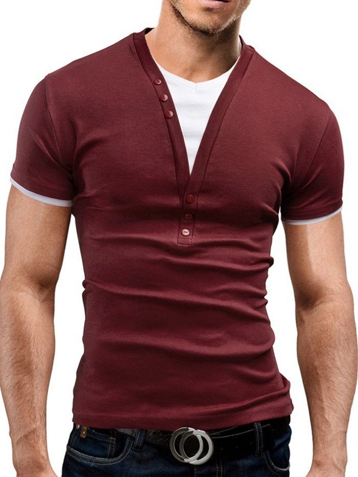 

Faux Twinset Button T Shirts, Red wine