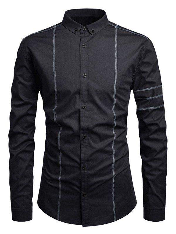 

Button Up Solid Color Leisure Shirt, Black