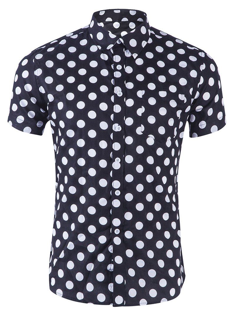 

Polka Dot Pattern Short Sleeves Shirt, Black