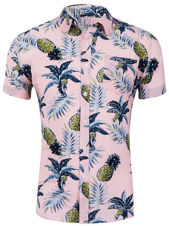 

Pineapple Printed Short Sleeves Shirt, Pink
