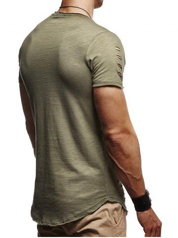 

Ripped Holes Short Sleeve T Shirt, Army green
