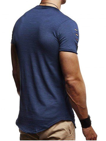 

Ripped Holes Short Sleeve T Shirt, Blue