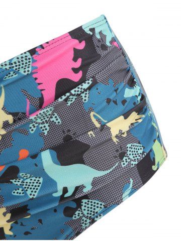 

Dinosaur Print Ruffle Tankini Set, Black