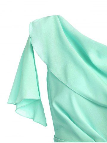 

Flounce Draped A Line Dress, Light slate