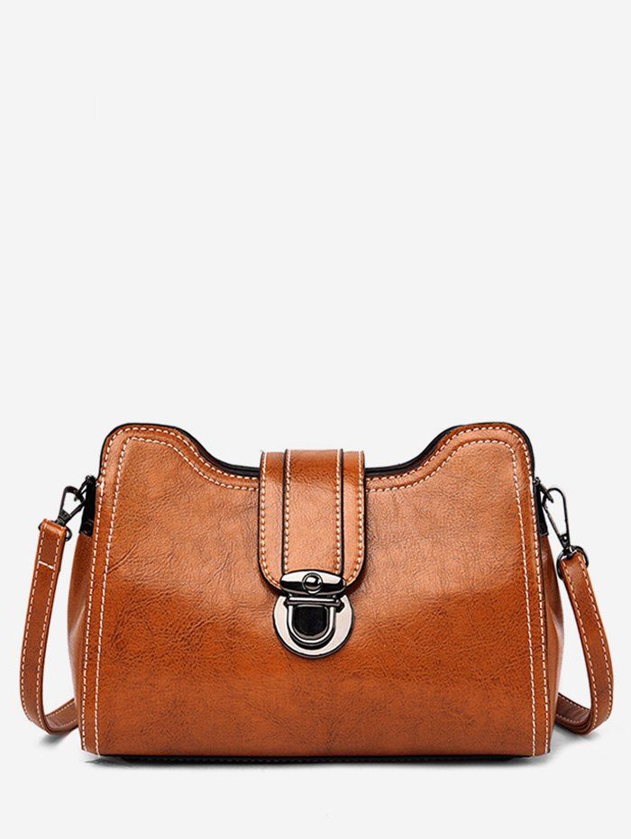 

Retro Stud Zipper Shoulder Bag, Brown