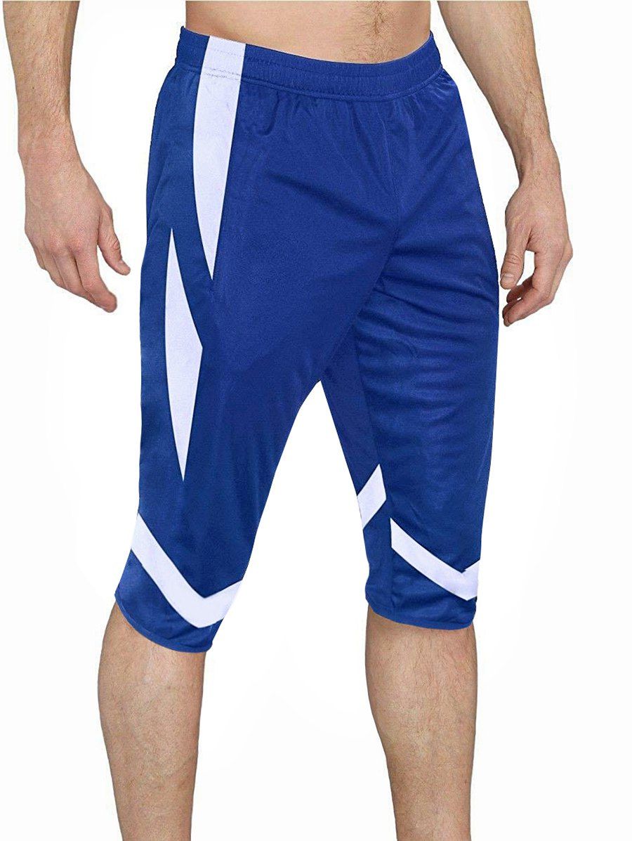 

Color Block Panel Drawstring Shorts, Blue