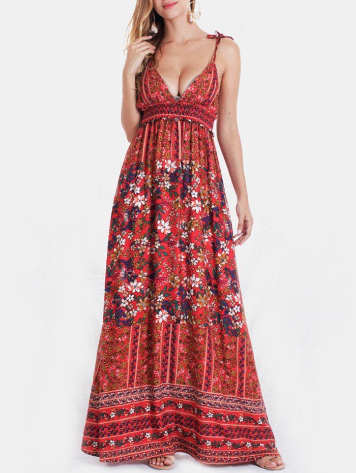 

Flower Cami Sleeveless Vacation Dress, Chestnut red