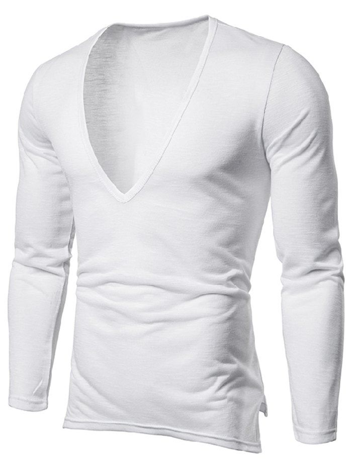 

Solid Color Long Sleeves T-shirt, White