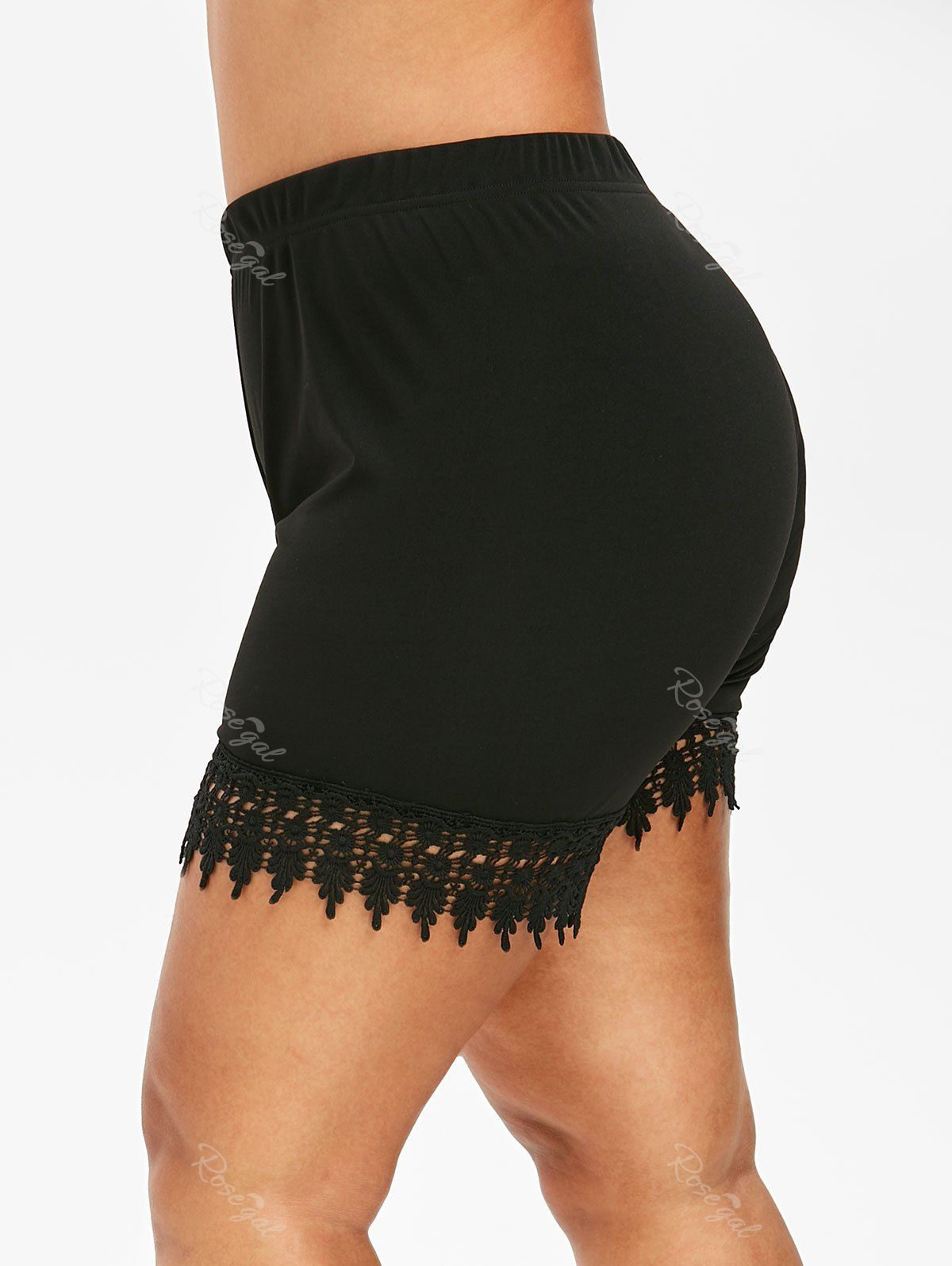 

Plus Size Lace Panel Short Leggings, Black