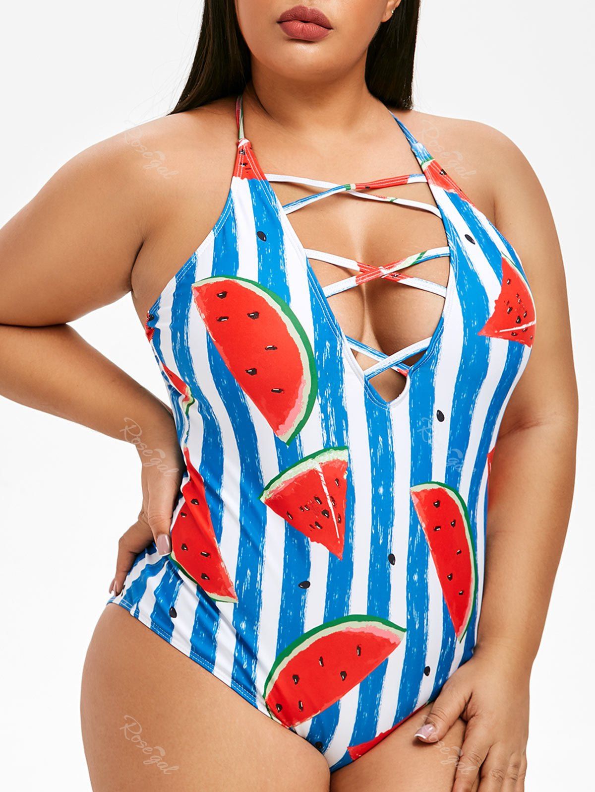 watermelon plus size swimsuit