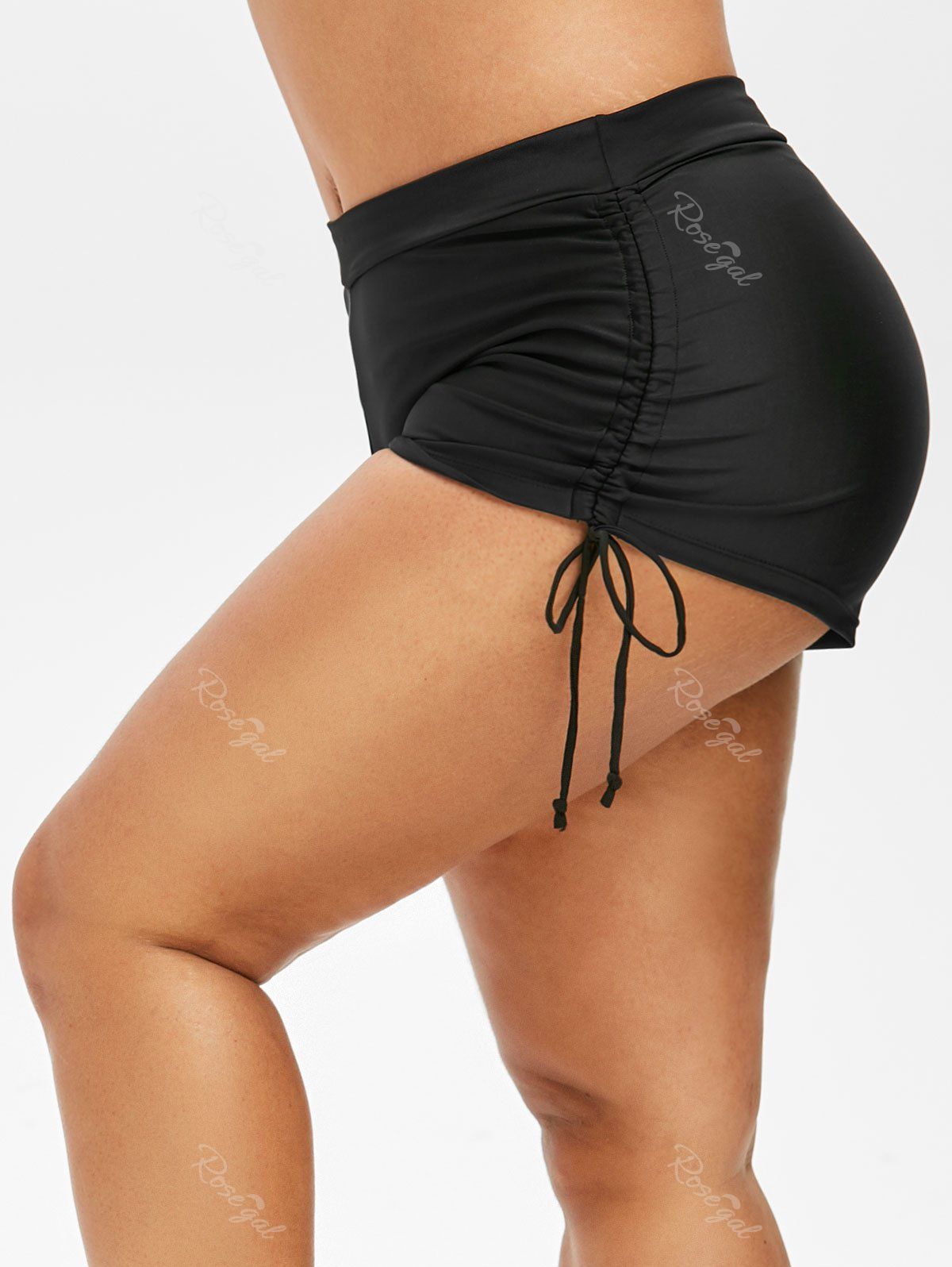 

Drawstring Ruched Plus Size Beach Bottom, Black