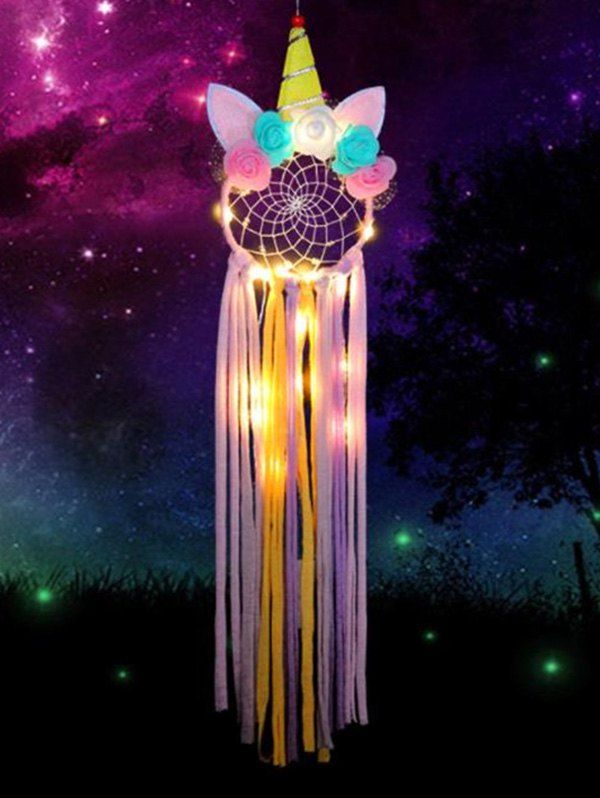 

Unicorn Theme Flower LED Light Dream Catcher, Multi-i