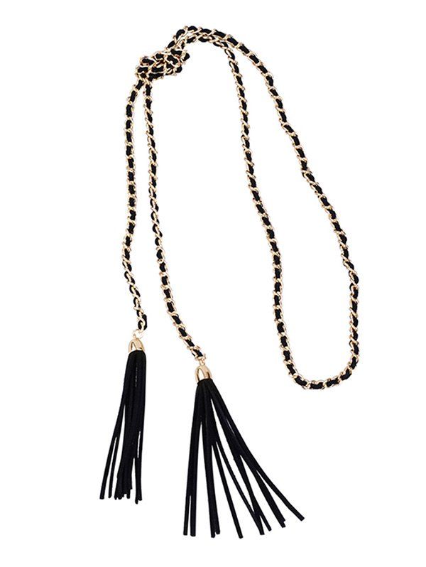 

Fringed Sweater Chain Long Necklace, Black