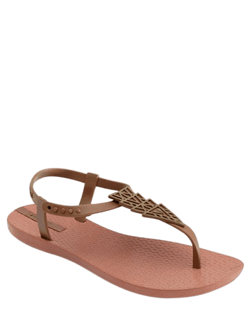 

Bohemian Geometric Flat Thong Sandals, Light brown