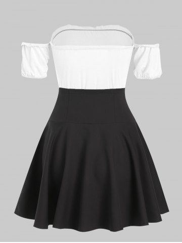 

Off Shoulder Lace Up Skirt Set, White