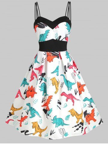 rosegal Dinosaur Cami Empire Waist Dress