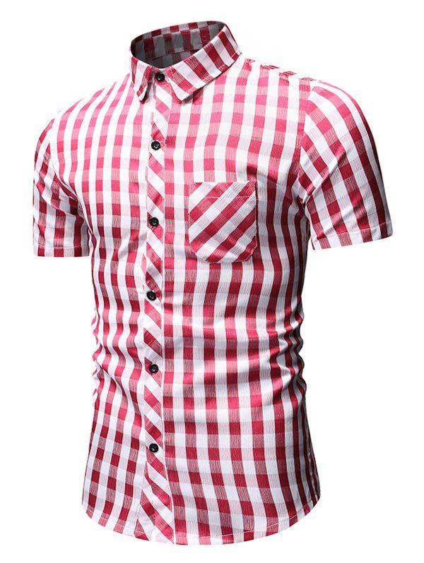 

Leisure Plaid Pattern Short Sleeves Shirt, Red