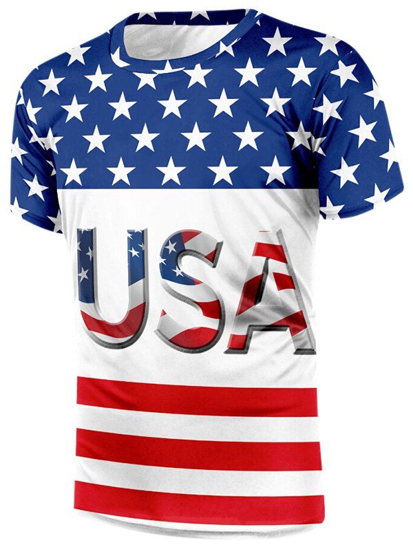 

American Flag Letter Print Casual T-shirt, Multi
