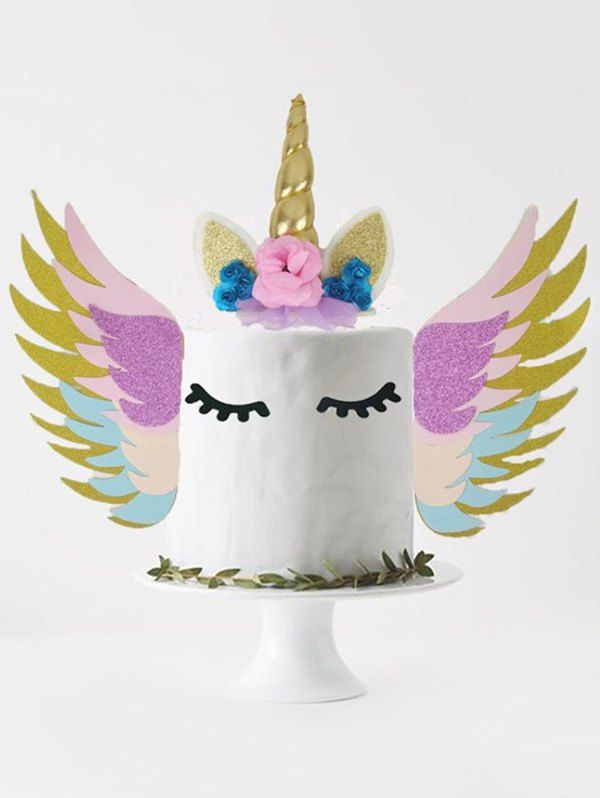 

Unicorn Wings Theme Birthday Cake Topper, Multi
