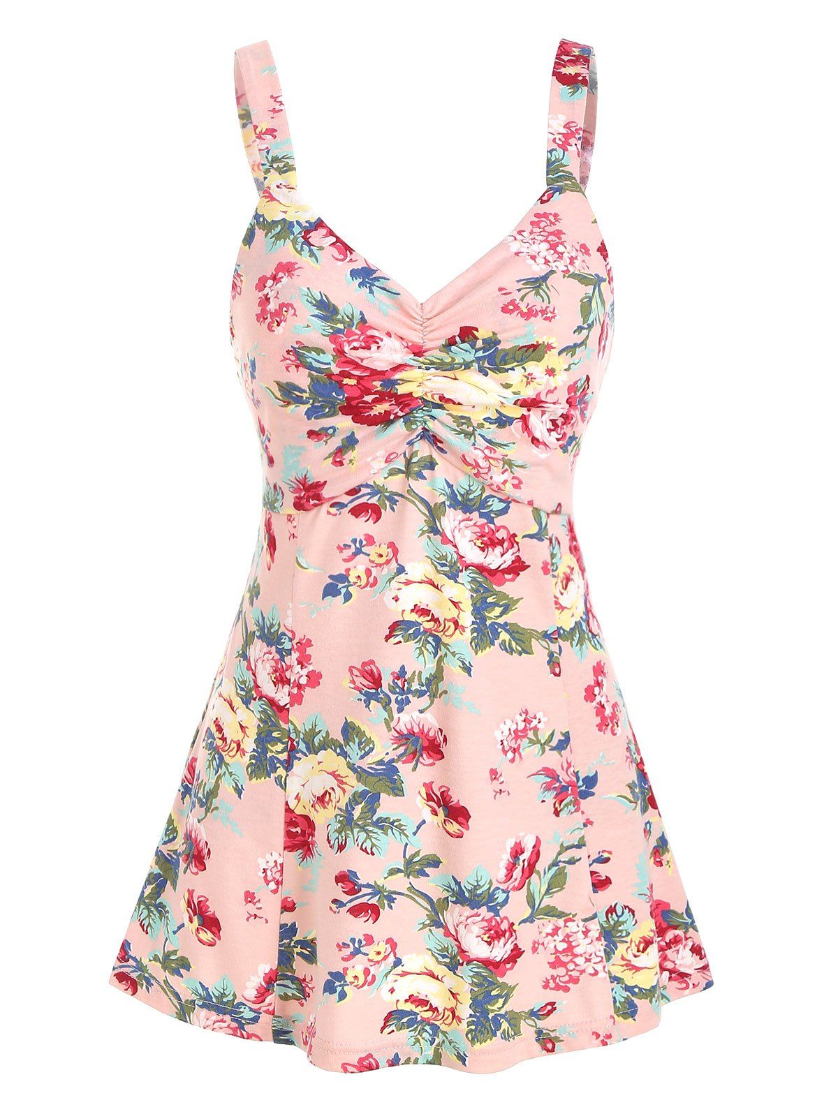 

Floral Print Ruched Tank Top, Multi-d