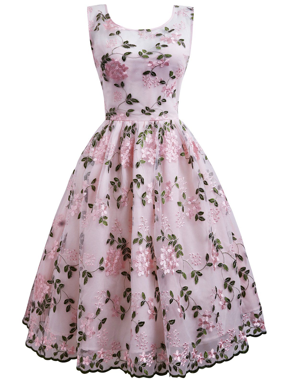 

Floral Embroidered V Back Prom Dress, Multi