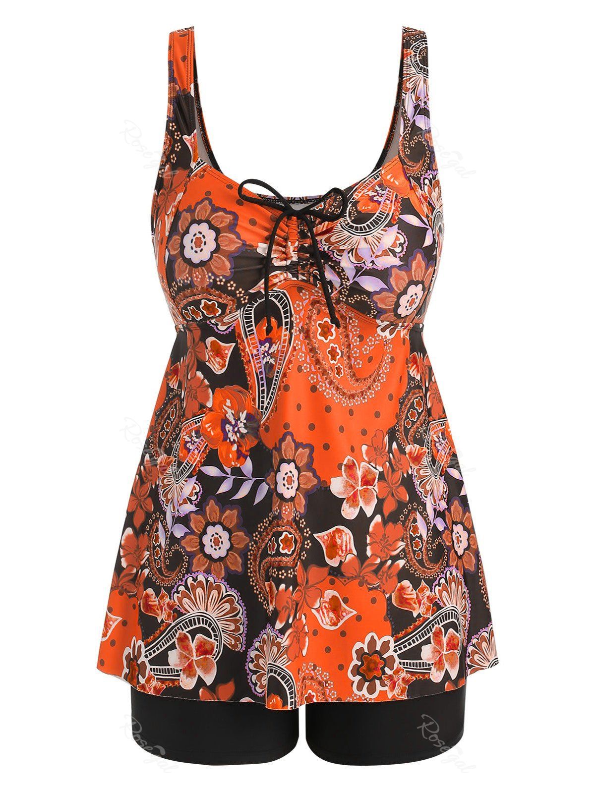 

Plus Size Flower Tankini Sets, Orange