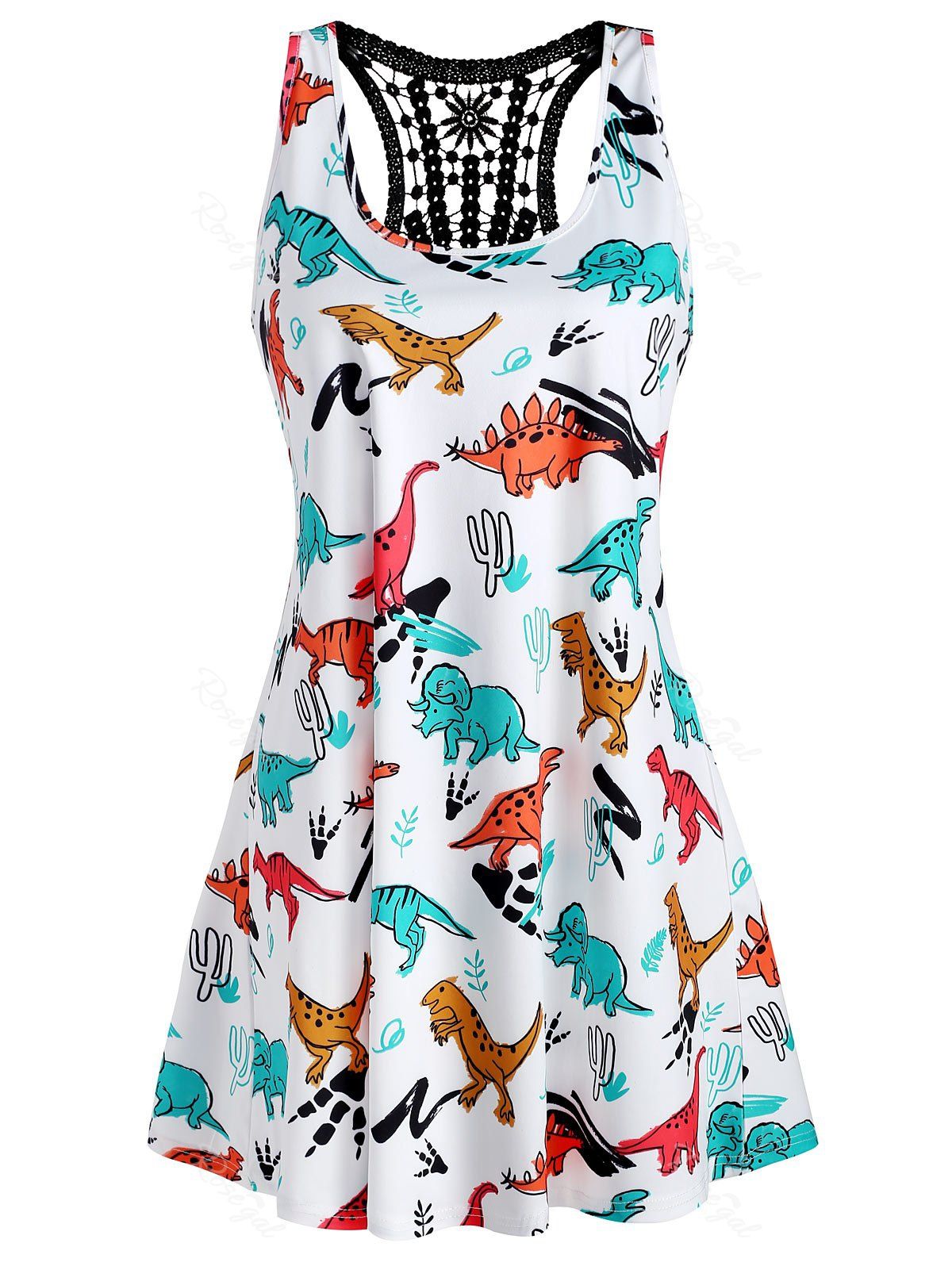 Plus Size Dinosaur Print Swing Tank Top