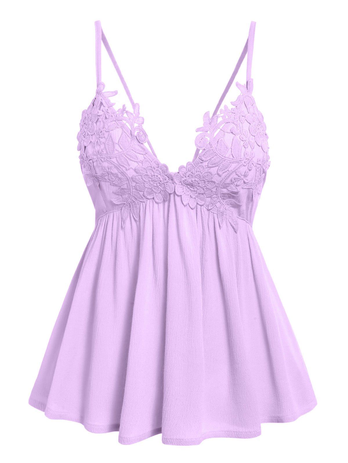 

Cami Lace Panel Plunge Tank Top, Mauve