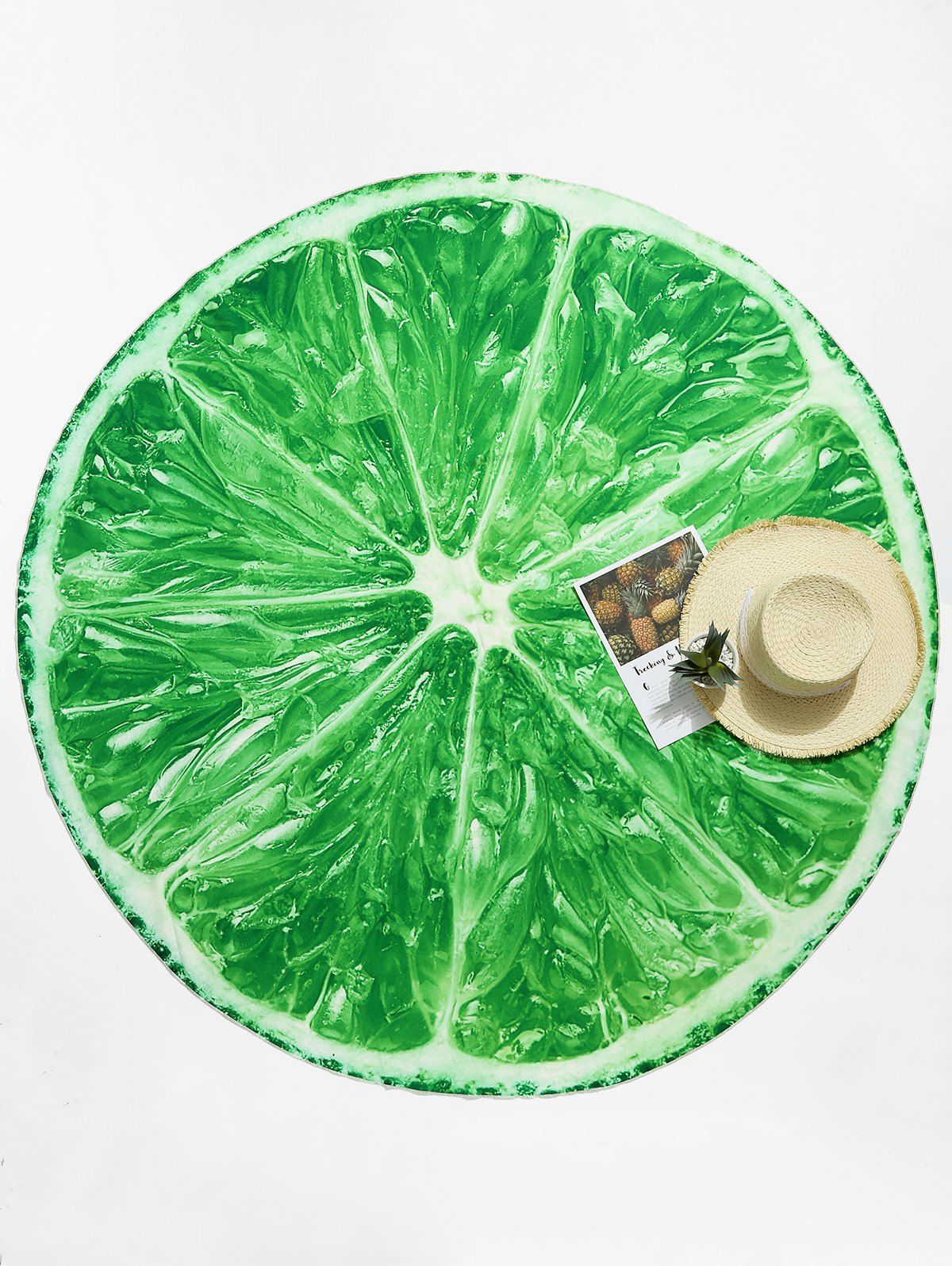 

Lemon Slice Shape Round Beach Throw, Yellow green