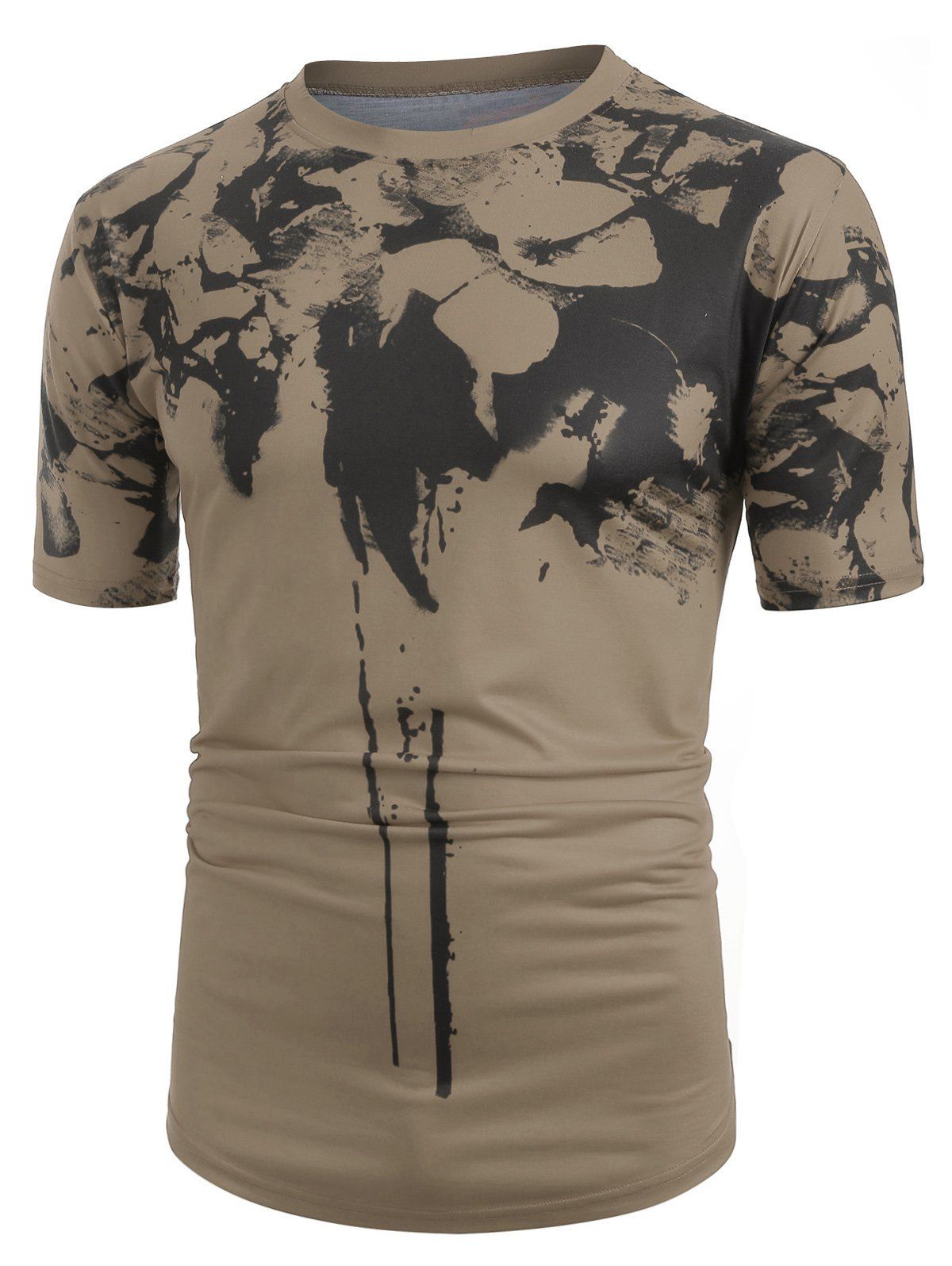 

Ink Painting Splatter Print Short Sleeves T-shirt, Army green