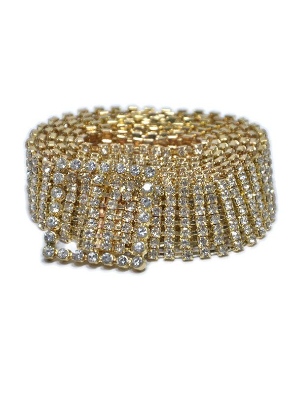 

Rhinestone Square Buckle Waist Chain, Gold