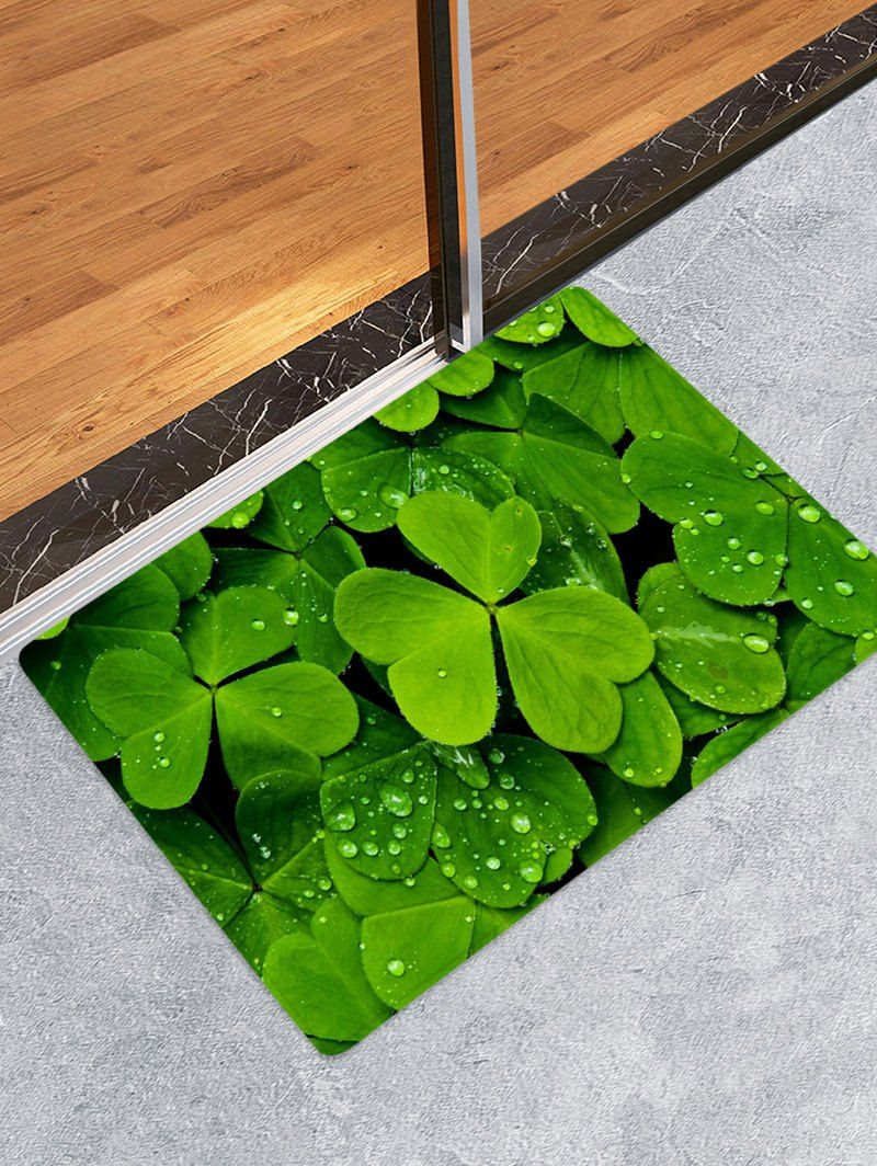 

3D Leaf Pattern Print Floor Mat, Clover green