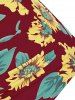 Contrast Overlay Sunflower Plus Size & Curve Tankini Set -  