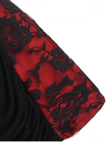 

Lace Insert Ruched Tank Top, Black
