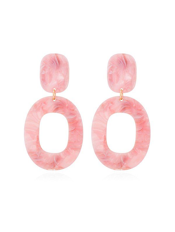 

Oval Stone Pattern Drop Earrings, Light pink