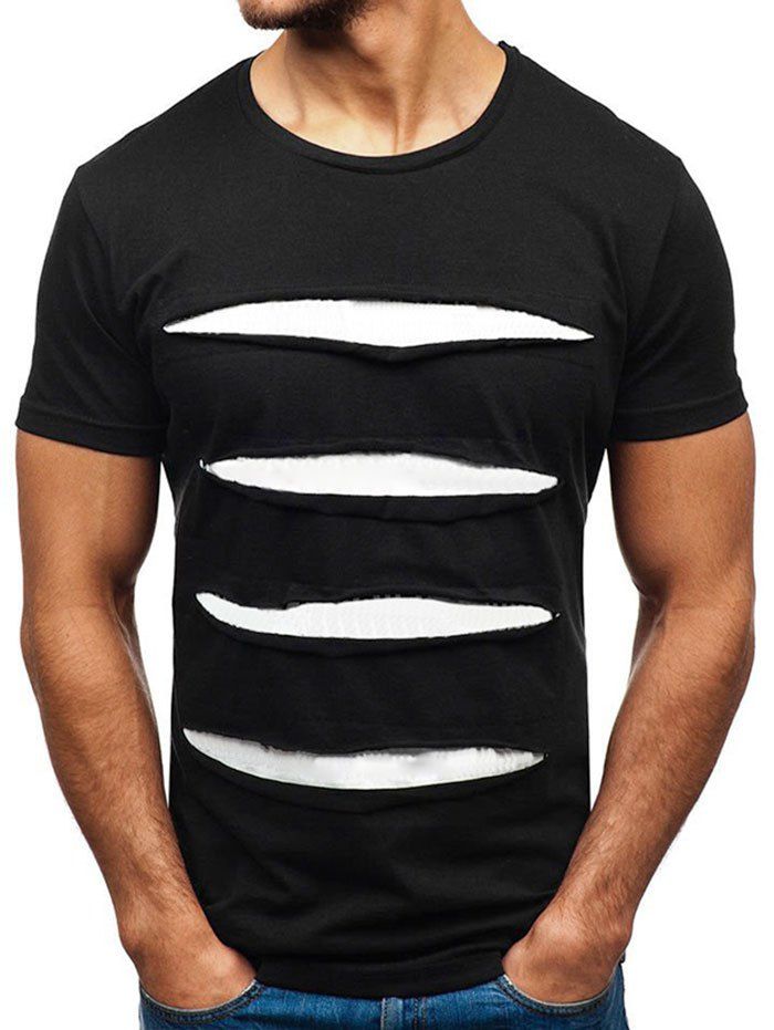 

Color Spliced Casual T-shirt, Black
