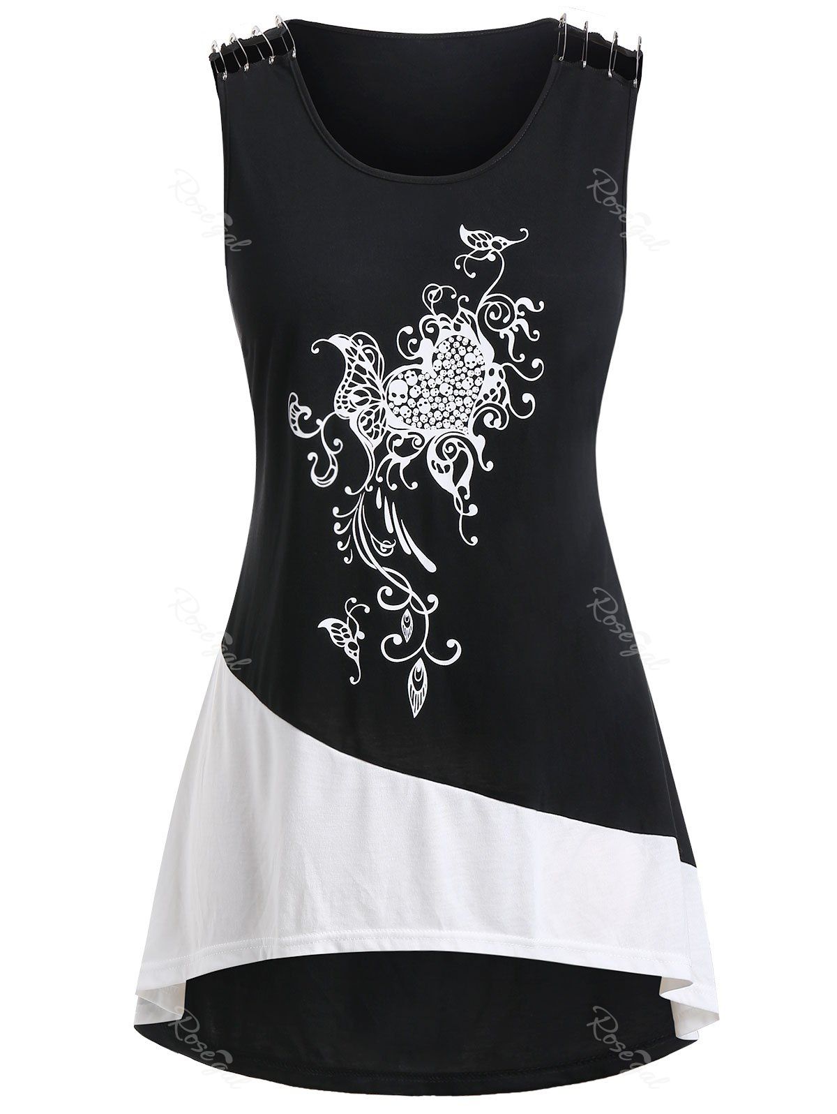 

Plus Size Color Block Graphic Tank Top, Black