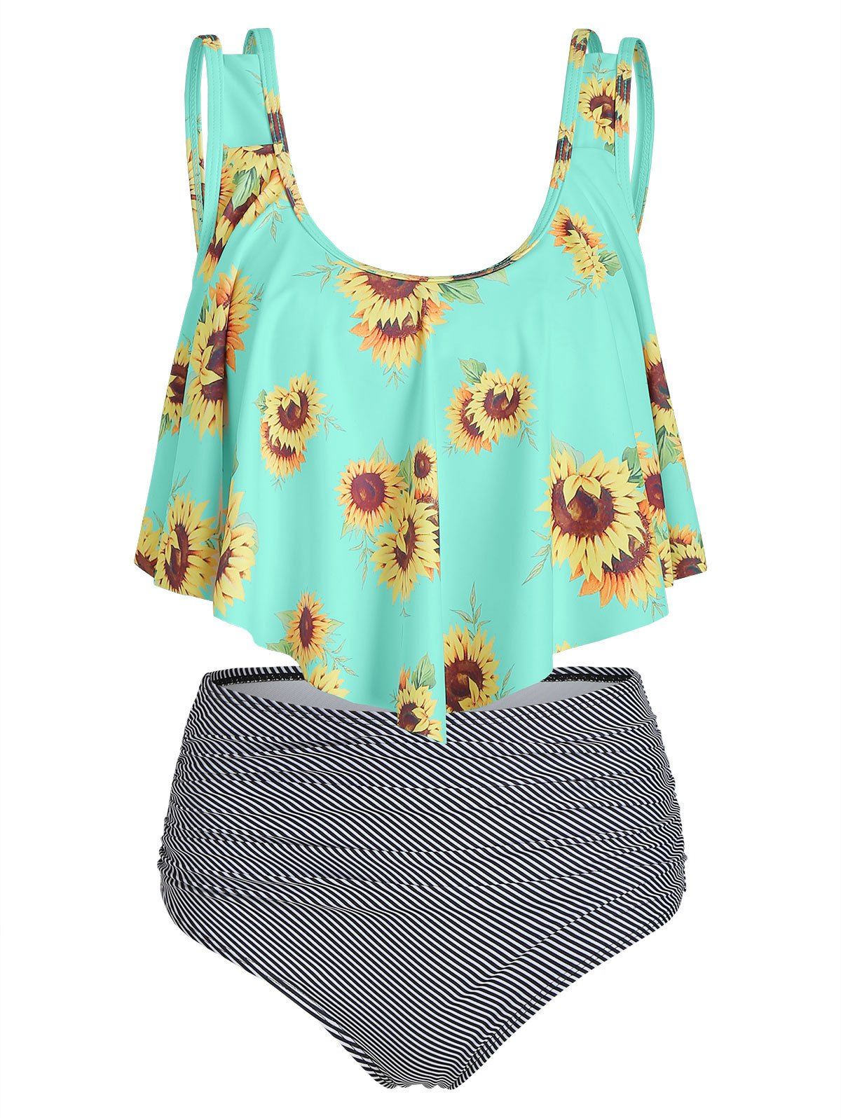 

Sunflower Striped Flounce Tankini Set, Tron blue
