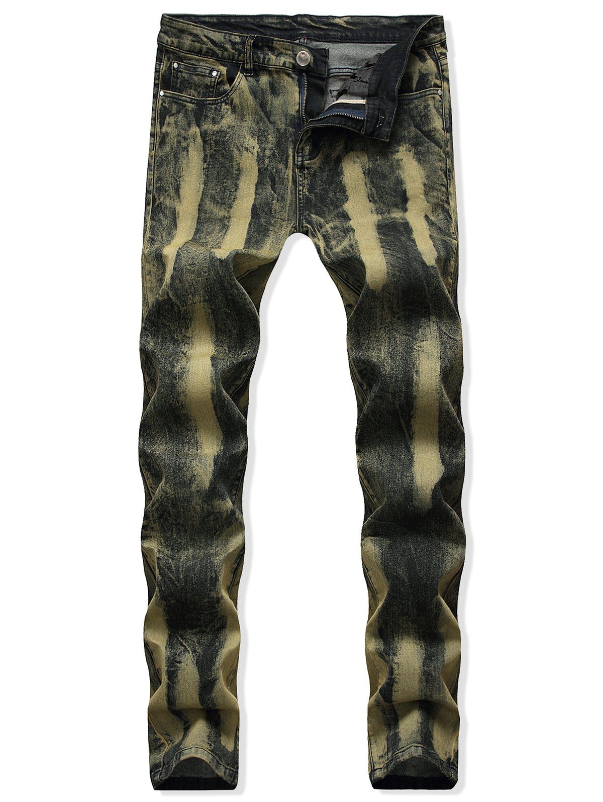 

Zipper Fly Decoration Leisure Jeans, Gold