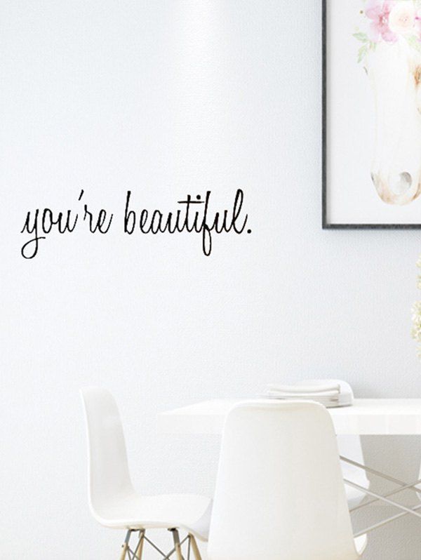 

You Are Beautiful Pattern Wall Stickers, Black