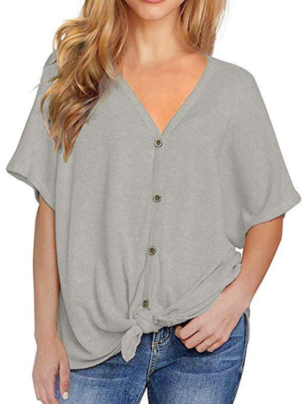 

Knitted Batwing Sleeve T-shirt, Light gray