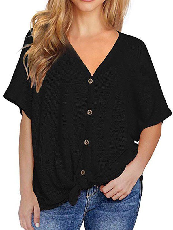 

Knitted Batwing Sleeve T-shirt, Black