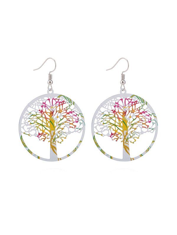 

Tree of Life Design Drop Earrings, White