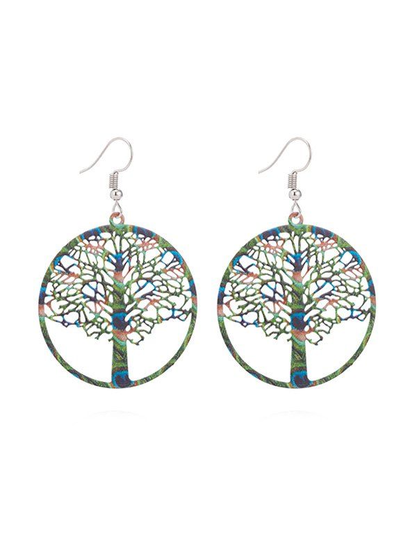 

Tree of Life Design Drop Earrings, Green