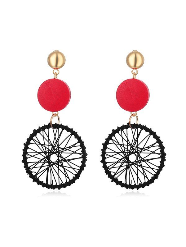 

Net Wooden Round Drop Earrings, Black